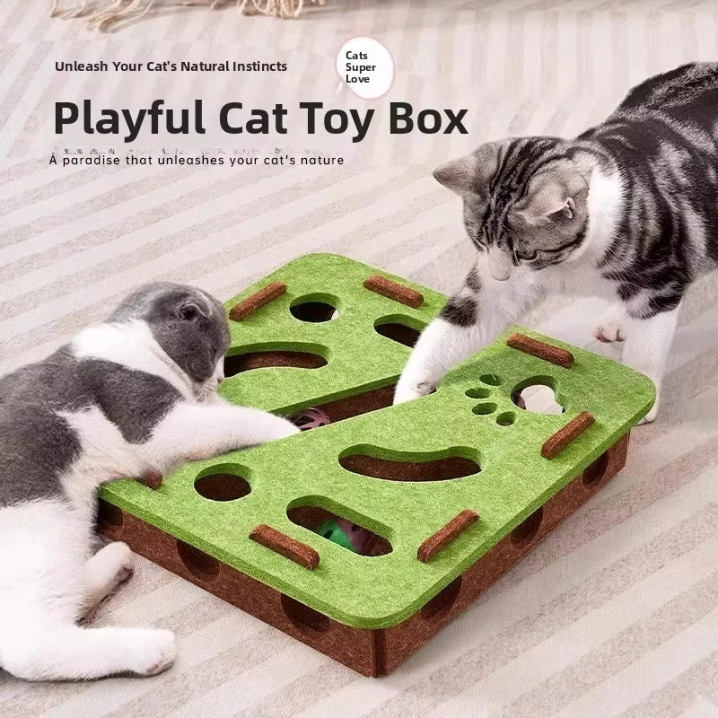 Juguete rompecabezas para gatos, caja de fieltro, juguete de ejercicio con pelota para gatos, entretenimiento deportivo para interiores, juguetes de caza para gatos de interior.