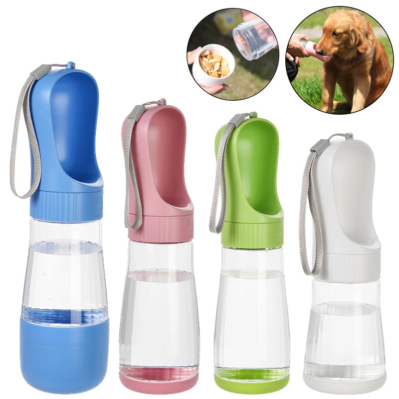 Botella de agua portátil para perros con contenedor de comida, dispensador de agua 2 en 1 para perros pequeños, grandes, gatos y labradores.