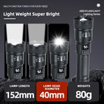 High Strong Power Led Flashlights 2000LM Tactical Torch with Display Light USB Charging Camping Fishing Emergency Zoom Lantern